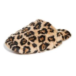 Madewell Recycled Faux Fur‎ Quilted Scuff Slippers Leopard Print Size 8